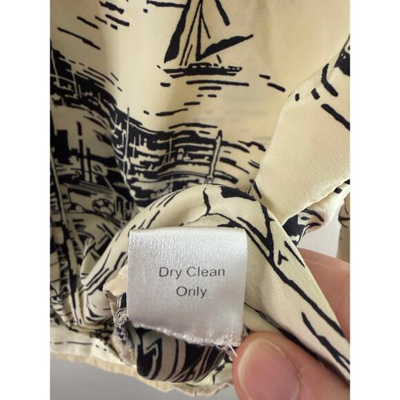 ASO Gossip Girl Blair Waldorf Parker Silk Sailboat Pleated Button Blouse Rare L - Picture 6 of 10